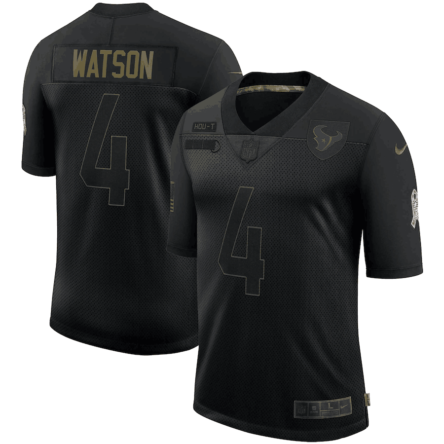 Men's Houston Texans #4 Deshaun Watson 2020 Black Salute To Service Limited Stitched Jersey